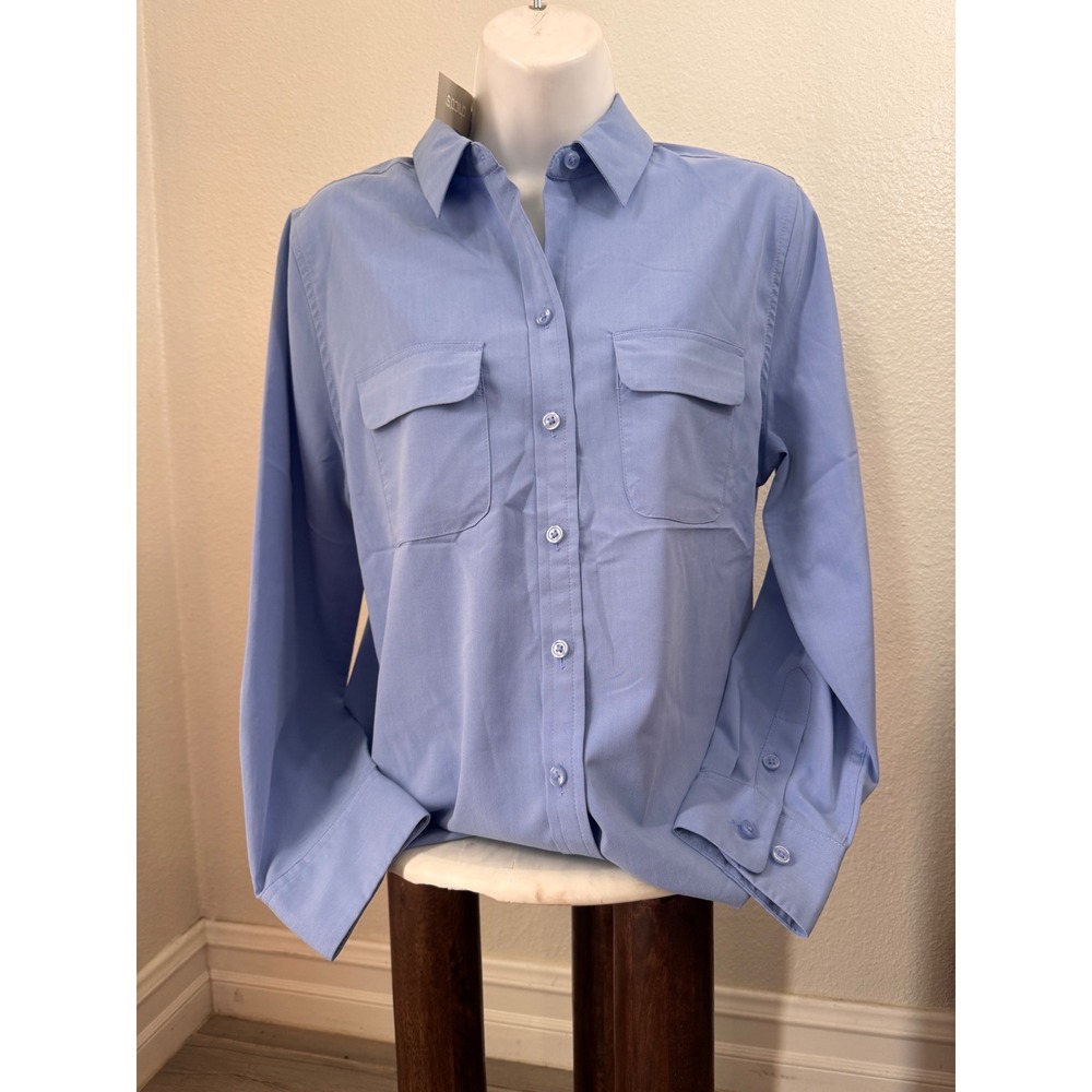 Chicos Silky Soft Easy Shirt Hydrangea Blue Button Down 0P (small)